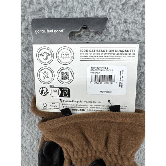 SmartWool‎ Stagecoach Merino Wool, Leather Winter Gloves Unisex Size Small NWT - Picture 4 of 4